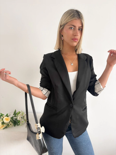 Blazer crepe sastrero abotonado con forreria Dathomir - comprar online