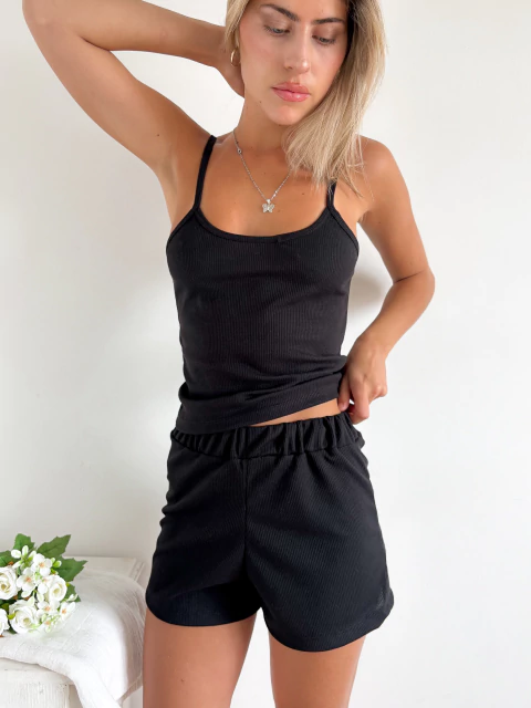 Short waffle elastico en cintura y cordon atracado Desvern - comprar online