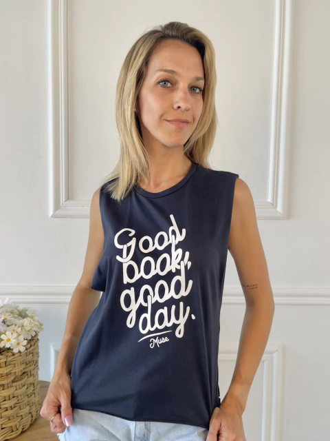 Musculosa algodón al corte sisa cavada Good book - comprar online