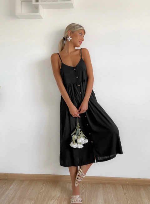Vestido Lino spandex con cartera abotonada Nagasaki - comprar online