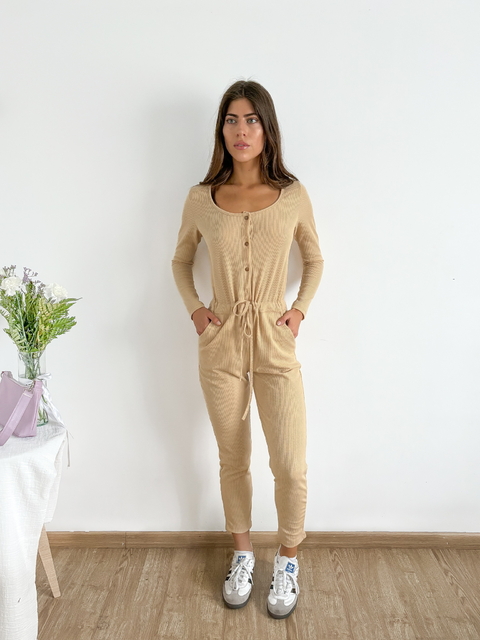 Mono waffle manga larga con cordon, cartera y botones Justine