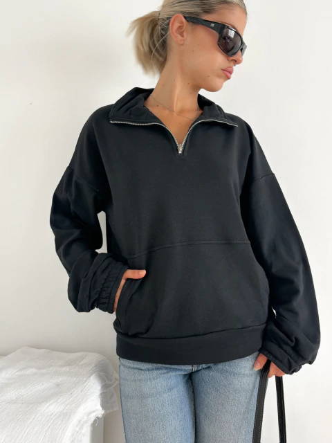 Buzo rustico cuello alto con cierre, bolsillo canguro y puño elastizado Kotayk - comprar online