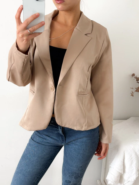 Blazer crepe sastrero abotonado a la cadera Laimer - comprar online