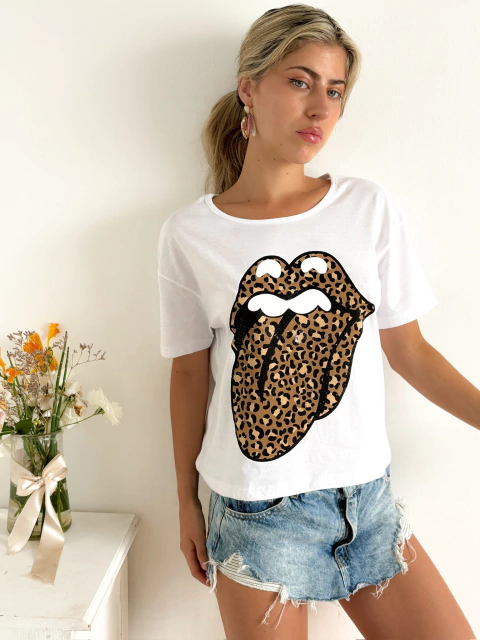 Remera algodón Rolling lengua print