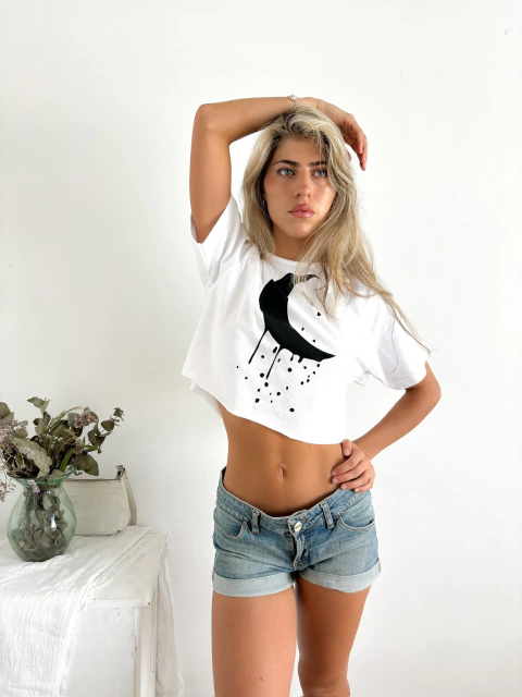 Remera algodón terminación al corte Luna gotas kapgot