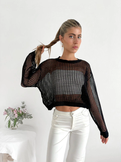 Sweater calado corto Murray - comprar online