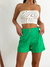 Short lino sastrero con doblez en terminacion, botones y frunce en cintura Newark - comprar online