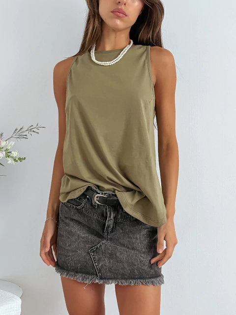 Musculosa algodón con terminación redondeada Pierre - comprar online