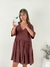 Vestido amplio fibrana escote V con frunce abotonado y bolsillos Rodas - comprar online