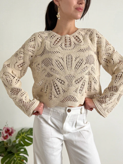 Blusa crochet importada Rufer - tienda online