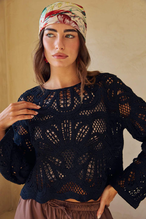 Blusa crochet importada Rufer - tienda online