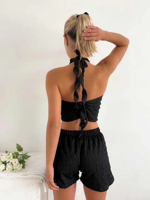 Top smock elastico escote halter espalda abierta con tira para anudar Rutland - comprar online