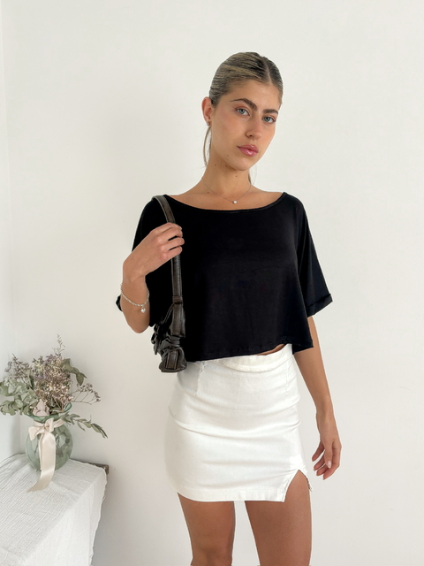 Remera modal viscosa amplia crop con puño rebatido Safin - comprar online