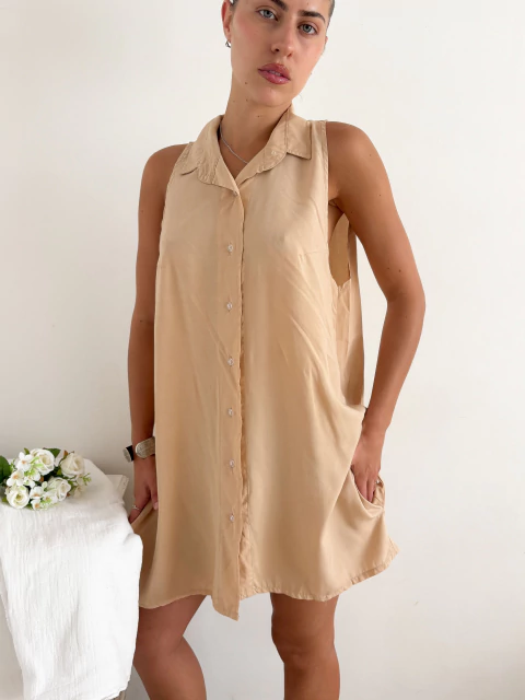 Vestido fibrana camisero abotonado con bolsillos Storm - comprar online