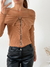 Remera morley brush escote bote con cuello rebatido y cierre Gelatto - tienda online