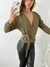 Sweater lanilla brush cruzado con lazo y manga globo Yaeli en internet