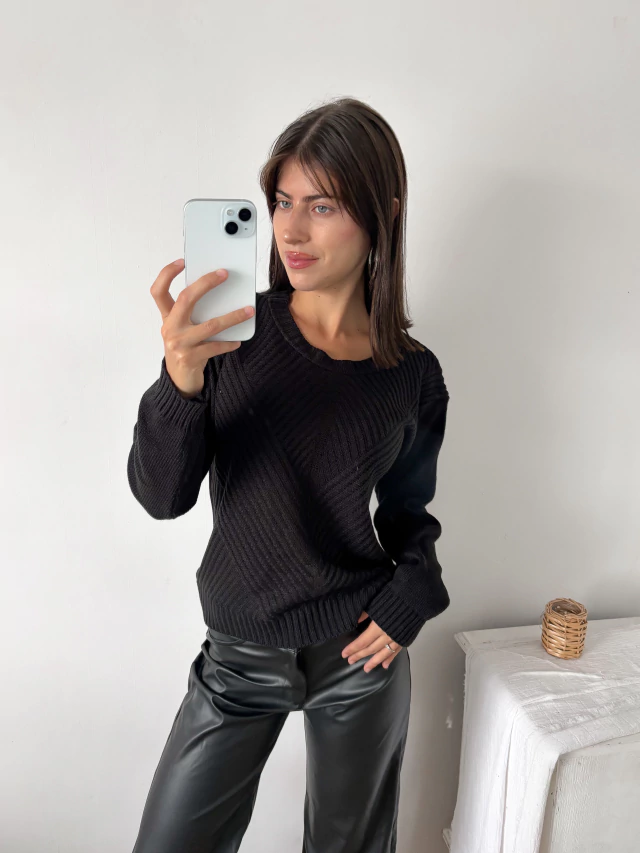 Sweater puntos en diagonal escote redondo Yolanthe — imagen 3