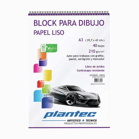 BLOCK ARTE PLANTEC DIBUJO LISO CON ESP A3 210GRS 40H