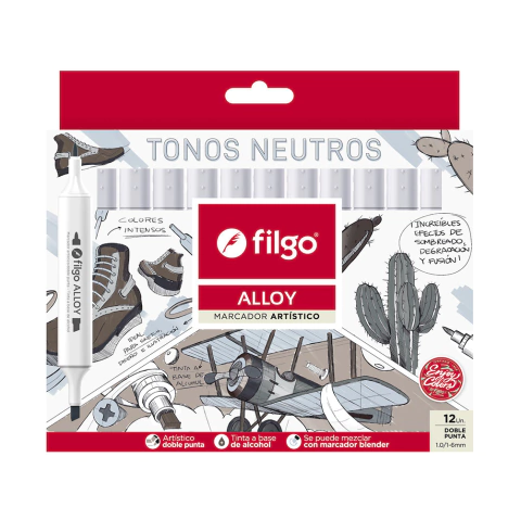 MARCADOR FILGO DOBLE PUNTA ALLOY X12 NEUTROS