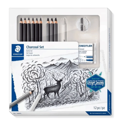 SET DE CARBON MIXTO STAEDTLER CHACOAL X 12 PIEZAS