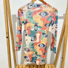 Vestido Tule Olho Grego Colorido