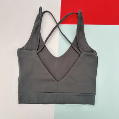 Top Alça Dupla Cruzada Cinza Milena - comprar online