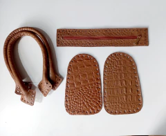 Kit couro Louise alça ombro croco caramelo - comprar online