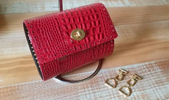 Kit base bolsa couro Provença croco vermelha