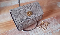 Kit base bolsa couro Provença croco rami