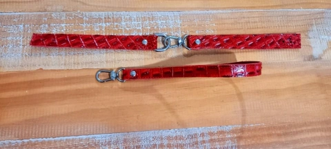 Kit fecho alça mão Lolita vermelho croco