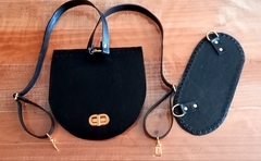 kit mochila couro Fiorella preta