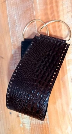 kit couro bolsa Shalise croco preto