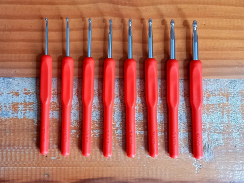 jogo 8 agulhas vermelha prata