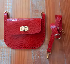 kit bolsa Kiara couro croco vermelho