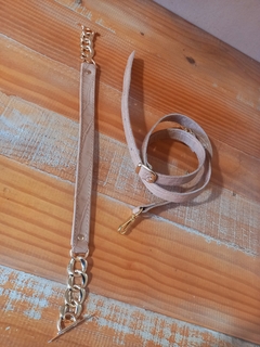 Conjunto Domênica alça mão c/ suporte e tiracolo croco nude - comprar online