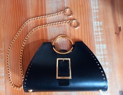 kit bolsa couro Nina petit corrente preta