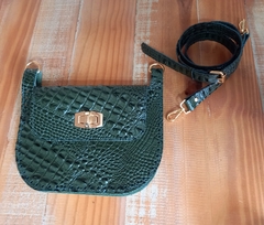 kit bolsa Kiara couro croco verde