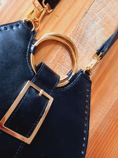 kit bolsa couro Nina alça ombro preta - comprar online