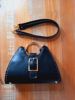 kit bolsa couro Nina alça ombro preta