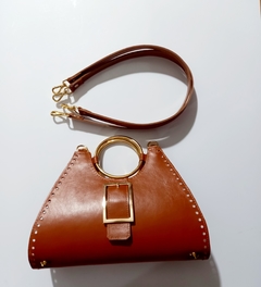 Kit couro bolsa Nina com alça ombro caramelo