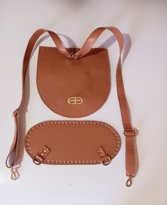 kit mochila couro Fiorella Nude Siena