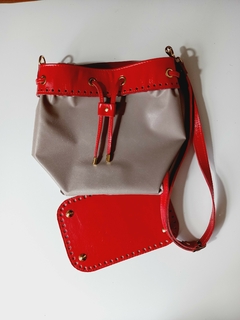 kit couro bolsa saco completa Missy vermelho