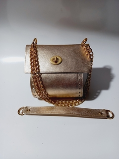 kit bolsa couro Carmen dourada light na internet