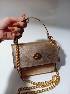 kit bolsa couro Carmen dourada light