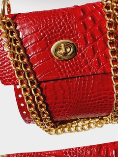 kit bolsa couro Carmen croco vermelho - comprar online