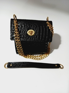 kit bolsa couro Carmen croco preto na internet