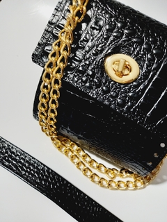 kit bolsa couro Carmen croco preto - comprar online