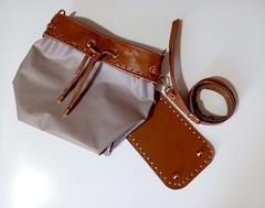 kit couro bolsa saco completo Missy caramelo