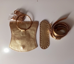 Kit bolsa couro Veridiane dourada