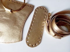 Kit bolsa couro Veridiane dourada - comprar online